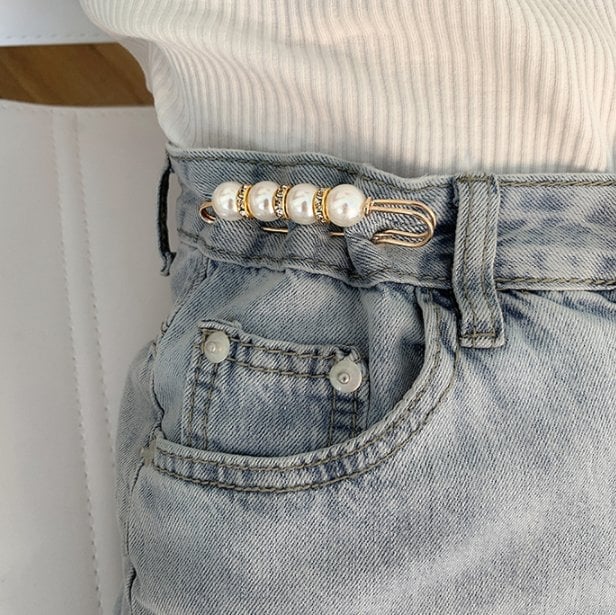 Fancy Rhinestones Pearls Safety Pin Brooch