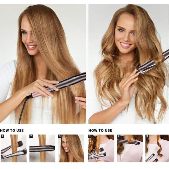 2 in 1 Hair Curler and Straightener Irons