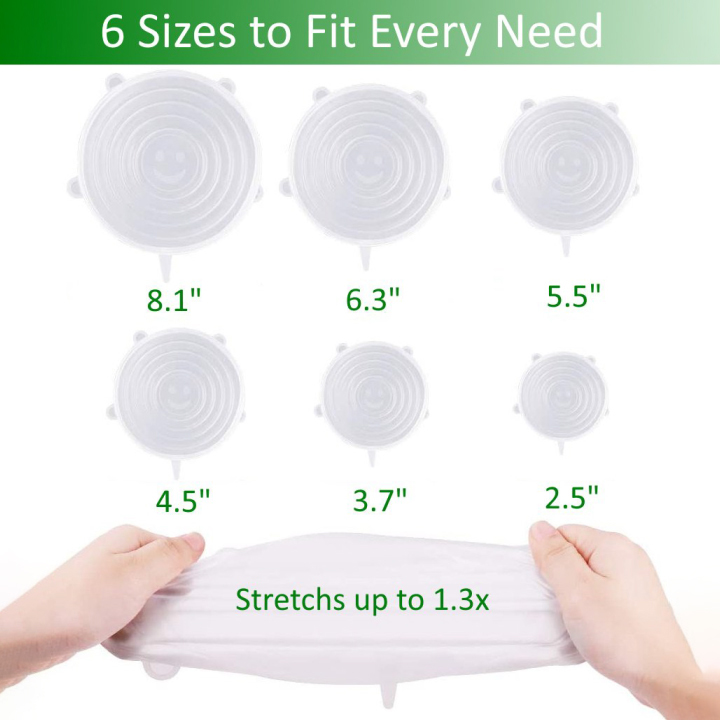 (🎁CHRISTMAS SALE - 50% OFF🎁) REUSABLE STRETCH & SEAL SILICONE LIDS (SET OF 6), BUY 2 GET 1 FREE