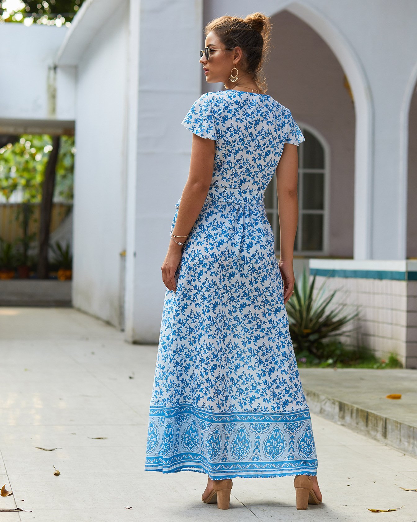 Bohemian Beach Waist Tie Wrap Dress