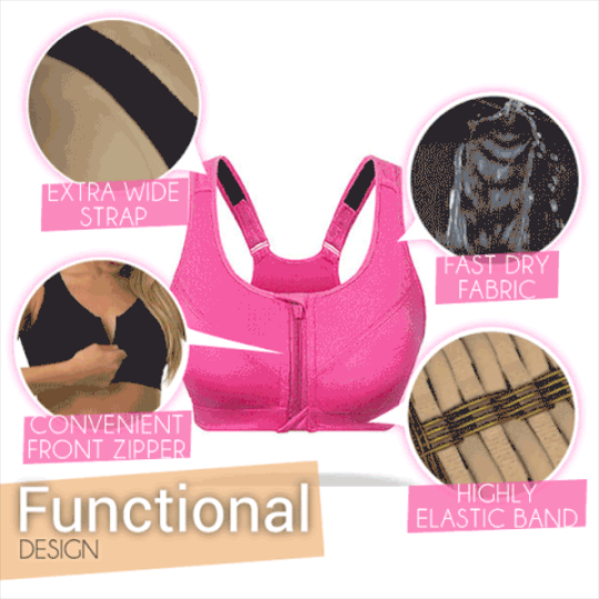 Women's Zip Front Sports Bra Wireless Supportive Sports Bra