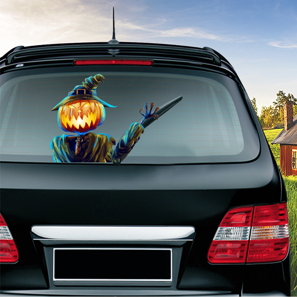 Pumpkin Man Car Wiper Sticker
