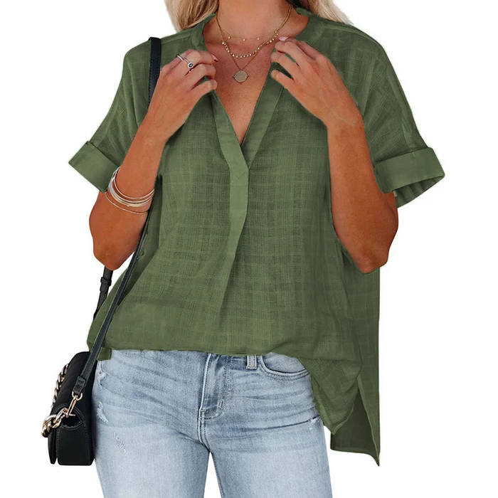 Summer V-neck breathable and comfortable women's shirt