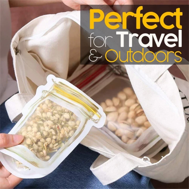 (🎁CHRISTMAS SALE NOW-50% OFF)Reusable Mason Bottle Ziplock Bags Set-10 Pcs(BUY 2 GET 1 FREE NOW)