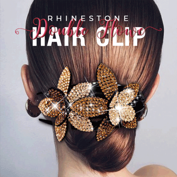 Rhinestone Double Flower Hair Clip - Buy 2 Free Shipping
