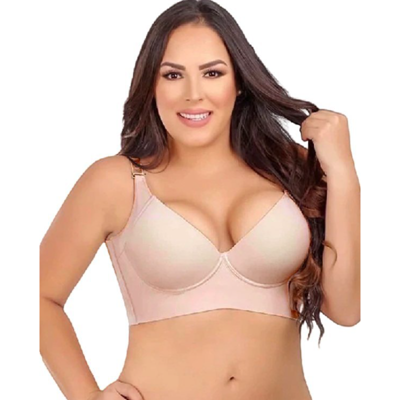 🔥Women's Deep Cup Bra Hide Back Fat Full Back Coverage Push Up Bra with Shapewear Incorporated