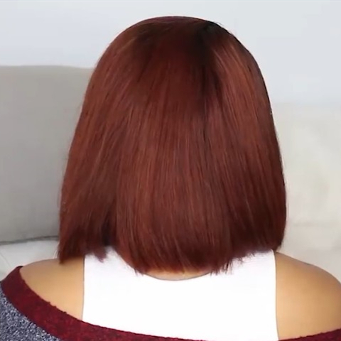 New year Special Sales | 2020 New Red Wine Kinky Straight Bob Wig