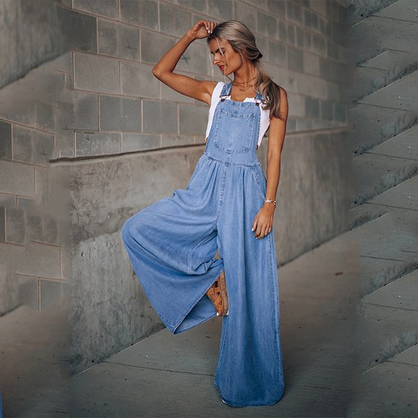 🔥50% OFF & FREE SHIPPING - Women's Loose Adjustable Strap Wide Leg Denim
