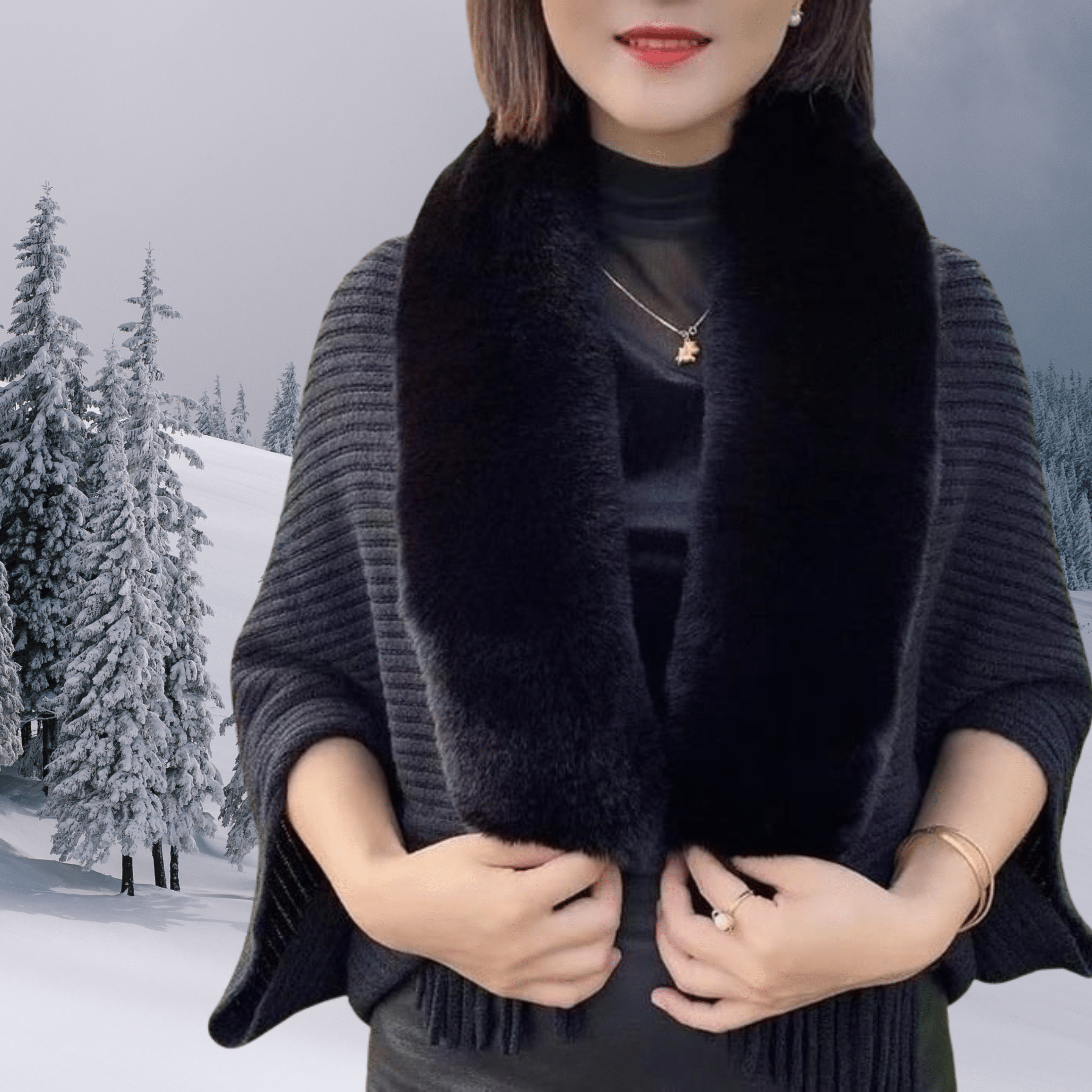 🎄CHRISTMAS SALE - 50%OFF🔥Ladies Knitted Loose Thickened Shawl Coat