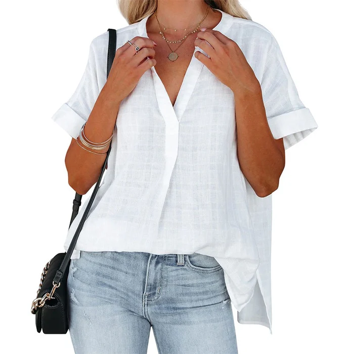 Summer V-neck breathable and comfortable women's shirt