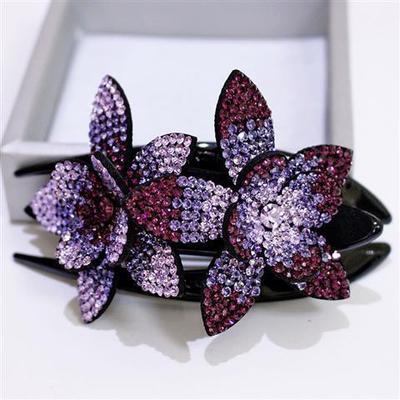 Rhinestone Double Flower Hair Clip - Buy 2 Free Shipping