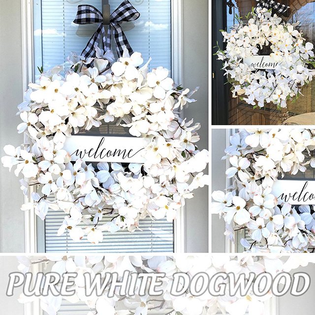 (🎁Father's Day Sale-50%OFF🎁)Buffalo Plaid & White Dogwood Fresh Wreath